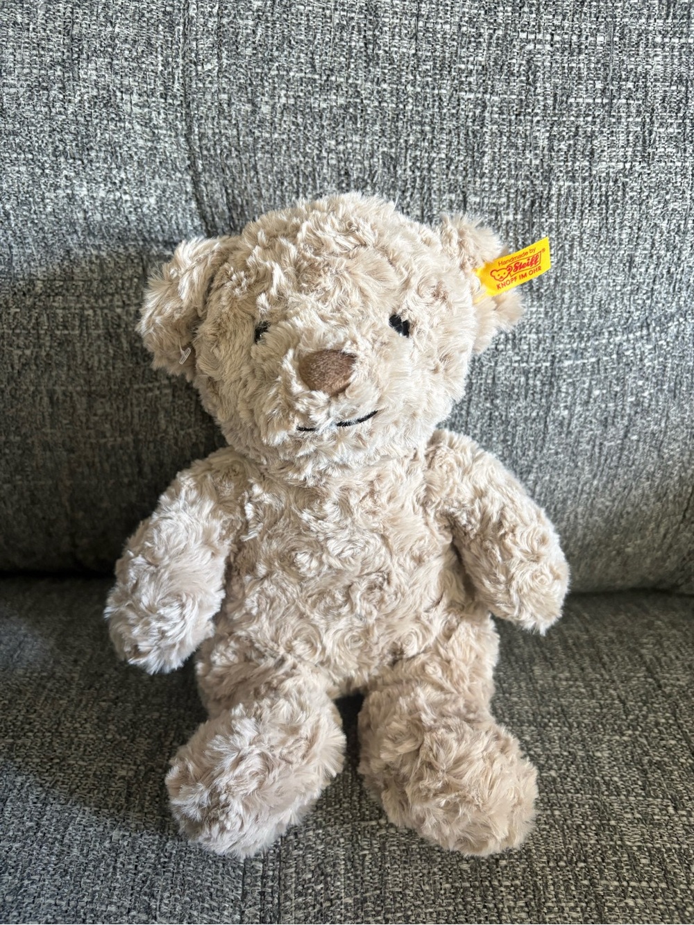 Classic Curly Plush Teddy Bear - Soft Light Beige Cuddly Toy